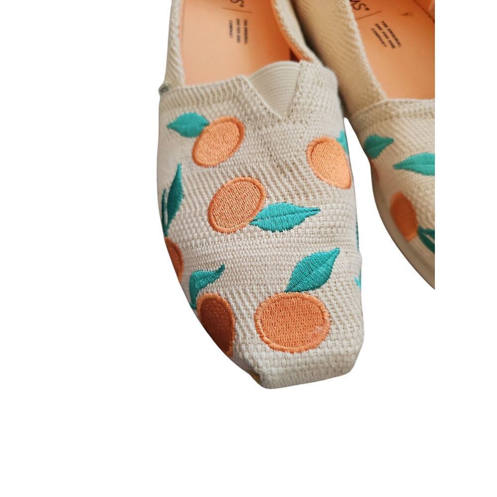 Toms loafers flats slip on  embroidered orange fruit summer shoes sz 9 SH426 - Picture 8 of 8